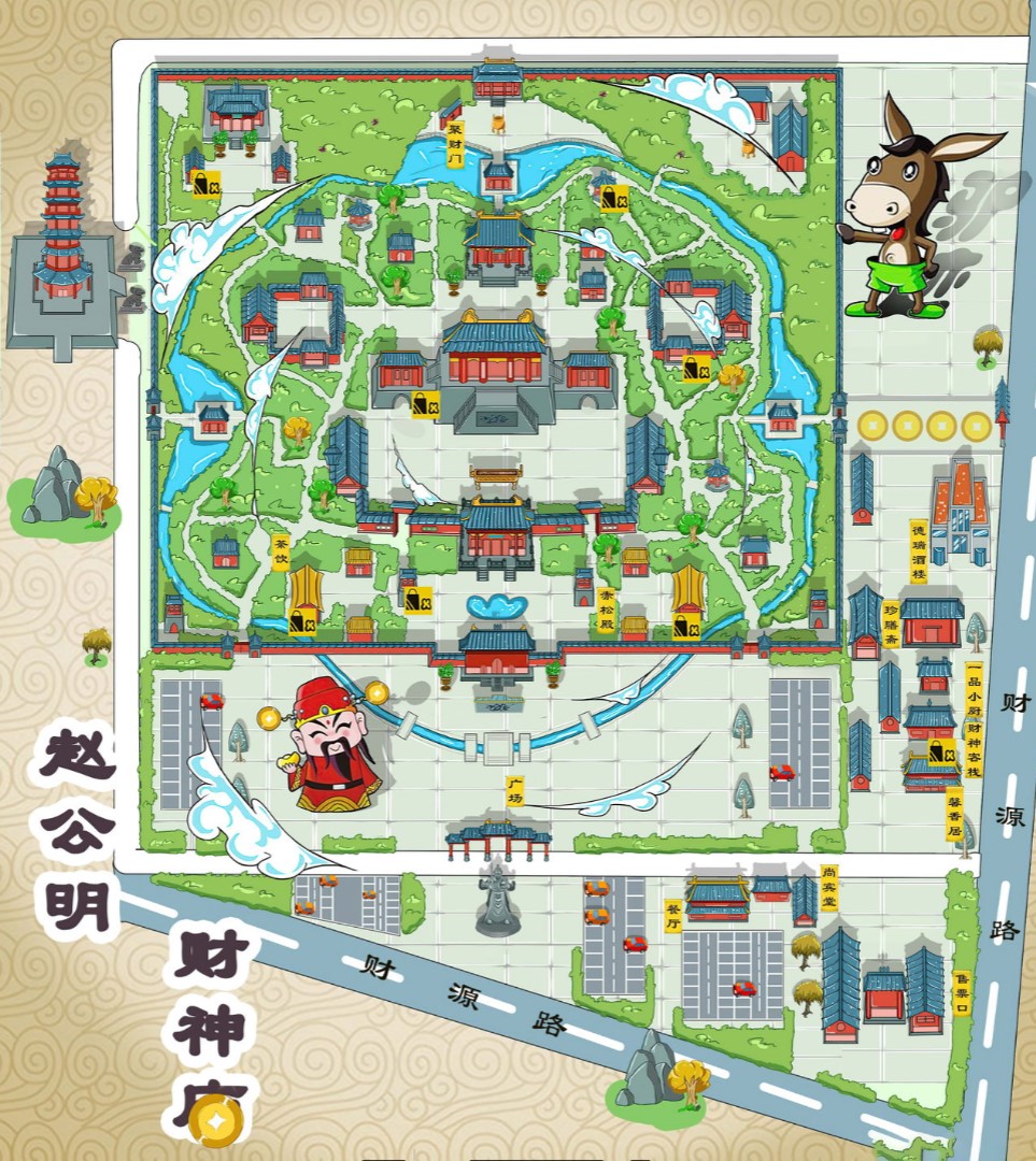青田寺庙类手绘地图